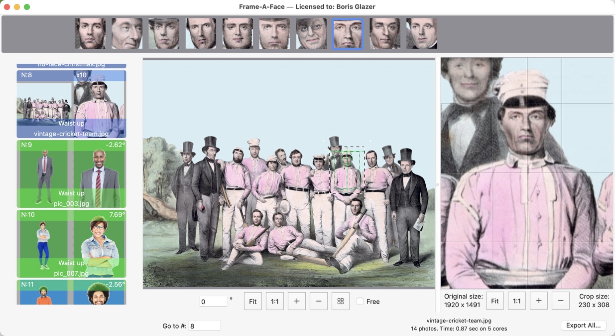 Frame-A-Face Interface: One of Ten Faces Custom Selected