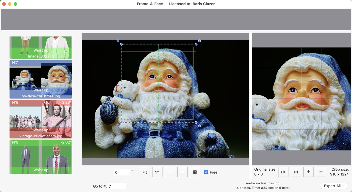 Frame-A-Face Interface: Custom Face Free Selected